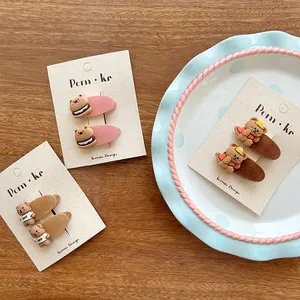 Details zu Plüsch-Bären-Haarspangen Set mit niedlichen Bärenfiguren auf einer Karte
