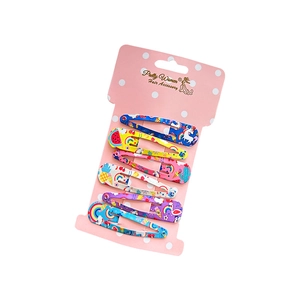 6-piece set of cartoon colorful BB hair clips with unicorn rainbow and fruit patterns