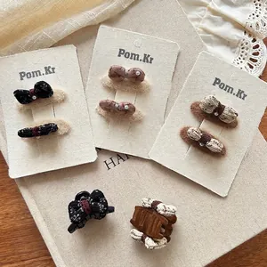 Ensemble de pinces à cheveux avec nœuds de style coréen, perles et motifs floraux chics