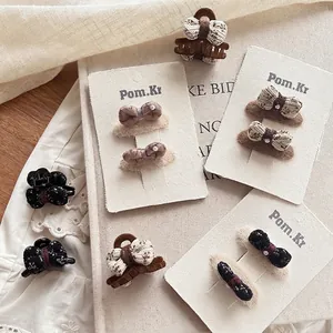Ensemble de pinces à cheveux vintage avec nœuds, perles et motifs floraux d'automne