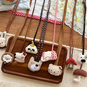 Cute handmade plush animal mushroom necklaces with soft fabric for baby autumn accessory