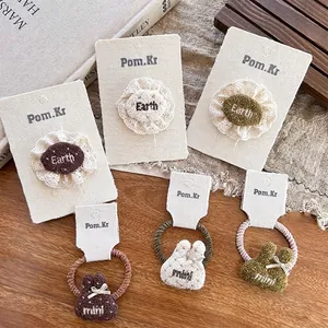 Molletta per Capelli in Tessuto con Lettera Ricamata in Pizzo E Elastico per Capelli in Peluche a Coniglietto Stile Coreano