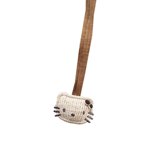 Cute cartoon cat plush pendant with brown bow and cord for autumn fashion accessories