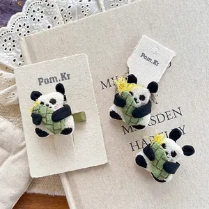 Cute 3D Plush Panda Hair Accessories Brooch Hair Tie Sweet Animal Hair Clip For Kids Girls Daily Decorative Jewelry