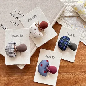 Süße Pilz Stoff Haarspange Kariert Floral Schleife Design Handgefertigte Haarschmuck Für Mädchen Wald Stil Haarspangen Geschenk