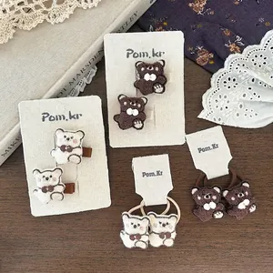 Simpatici Accessori per Capelli con Orsetto di Peluche per Ragazze Stile Coreano Ricamati Clip per Capelli Elastici Gioielli