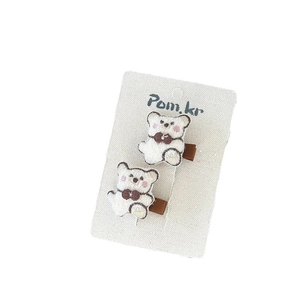 Simpatici fermagli per capelli in peluche a forma di orso marrone e beige per bambine