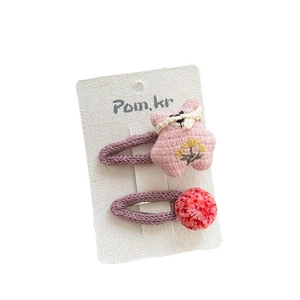 Lot de barrettes à cheveux coréennes avec ours mignon et pompon pour filles et enfants