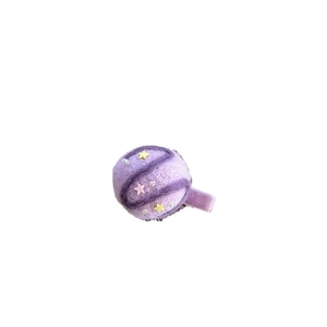 Handmade purple wool felt ball hair clip with colorful stars and pearls for girls