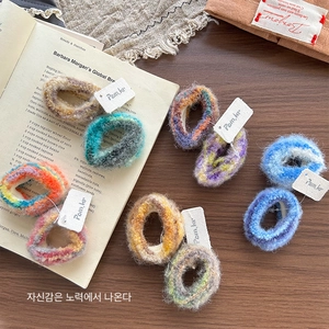 Chouchous en Peluche Tricotés pour Enfants Style Coréen Couleurs Mixtes Élastiques en Tissu Éponge Accessoires de Cheveux Quotidiens
