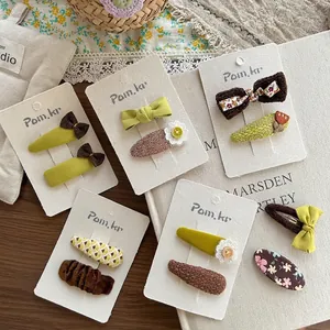 Fermagli per Capelli in Tessuto Con Ricamo Floreale Fatti a Mano Fiocco Coreano Clip a Becco d'Anatra per Donna