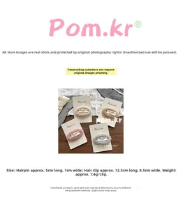 Detailansicht der 5x1cm Plüsch-Haarspangen in den Farben Pink Beige Braun und Grau