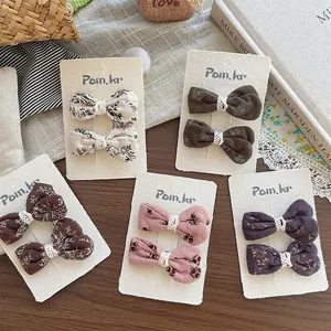 Dolci Fermagli per Capelli a Fiocco Floreale per Bambini Stile Coreano in Tessuto Pizzo Clip a Becco d'Anatra per Accessori Capelli Ragazze