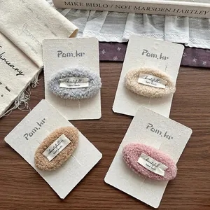 4er-Set weiche Plüsch-Haarspangen in Grau, Beige, Rosa und Camel für Mädchen