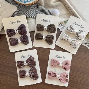Cinque paia di fermagli per capelli con fiocchi floreali in stile coreano vintage