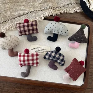 Cute Cartoon Mushroom Umbrella Fabric Brooch Handmade Pom-pom Cloth Accessories For Girls Clothing Bags Socks Decoration