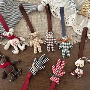 Cute Korean style fabric animal charms with teddy bear and rabbit designs for bags