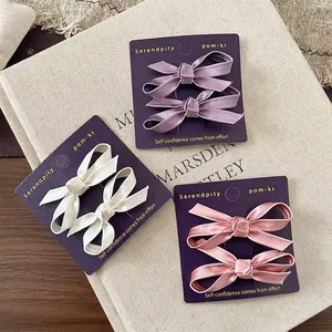 Korean Sweet Bow Hair Clips Satin Fabric Ribbon Barrettes For Girls Toddlers Kids Handmade Hair Accessories Fashion Jewelry