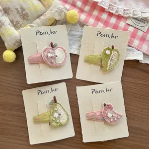 Handmade Embroidered Fabric Hair Clips Sweet Fruit Bird Leaf BB Clips For Girls Pastoral Style Kids Hair Accessories