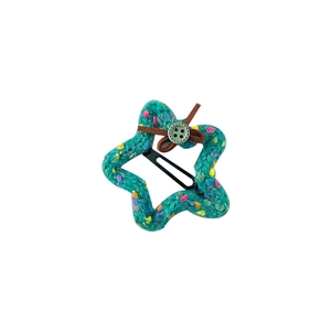 Cute star-shaped knitted hair clip for girls with colorful polka dots and bow detail