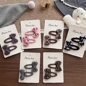 Pinces à Cheveux Nœud en Tissu Fait Main pour Filles Style Coréen Doux Cœur Pois Motif Floral Accessoires de Cheveux Doux