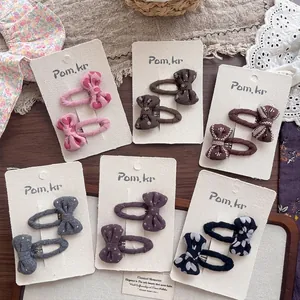 Lot de barrettes à nœuds en tissu pour filles aux motifs floraux et à pois vintage