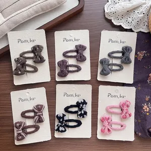 Lot de six barrettes à nœuds en tissu faites main pour filles aux motifs floraux
