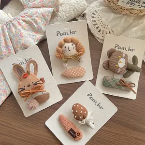 Lot de barrettes à cheveux brodées de lapins style forêt pour petites filles