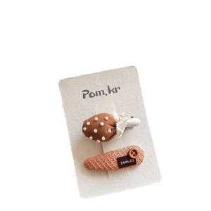 Lot de barrettes mignonnes en tissu brodé avec lapin et champignon pour fillettes