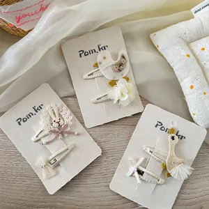 Mignonnes Barrettes à Cheveux Animaux Brodés pour Filles Faites à la Main Maille Fleur Nœud Canard Lapin Épingles à Cheveux Doux Accessoires de Cheveux Enfants