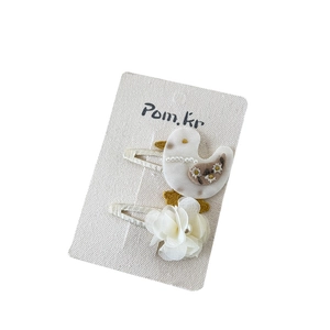 Lot de barrettes mignonnes pour enfants avec oiseau brodé et détails perles florales