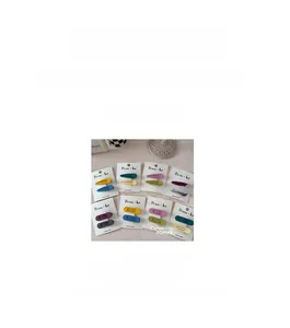 Matte macaron waterdrop snap clips on white card showing colors and 6cm size