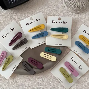 Morandi color matte waterdrop hair clips and barrettes set on minimalist packaging card