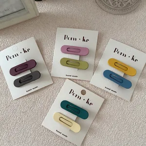 Korean style matte drop-shaped BB hair clips in candy colors for girls' hair styling