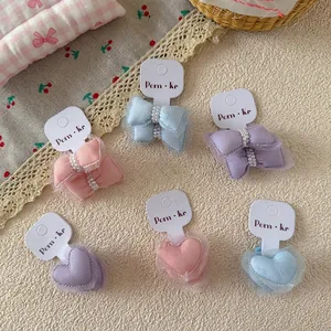 Lot de chouchous en tulle pastel avec nœuds, cœurs et perles pour petites filles