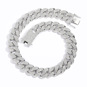 Βαρύ κολιέ Cuban Link 20mm με λαμπερούς κρυστάλλους για hip hop στυλ και εμφάνιση