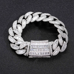 Chunky 20mm Miami Cuban link chain necklace with mixed baguette and round cubic zirconia