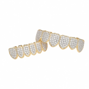 Σετ hip hop grillz με χρυσή επίστρωση και ζιργκόν για μια πολυτελή εμφάνιση