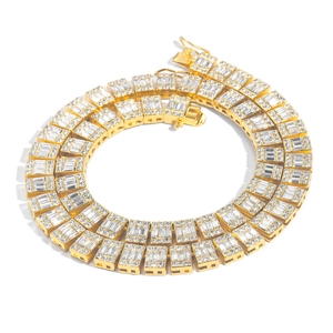Collana Cuban link da 10mm placcata in oro con zirconi cubici per uomo hip hop