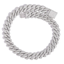 Detailed view of heavy-duty hip hop Cuban link chain with full diamond micro-pave setting