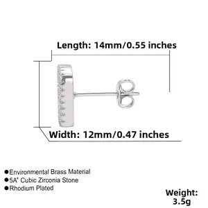 Detailed size specifications of hip hop square stud earrings with dimensions and weight