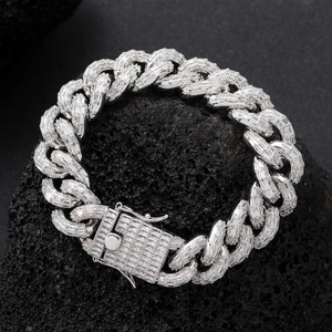 Hip Hop 16mm Baguette Cut Zirconia Cuban Link Bracelet For Men Copper Gold Silver Plated Iced Out Punk Jewelry