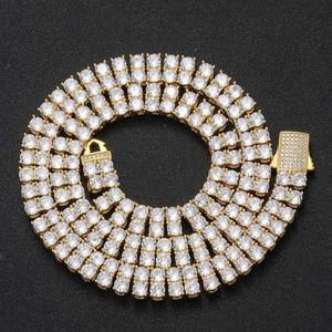 Lussuosa collana tennis placcata in oro 5mm a doppia fila con zirconi incastonati a pavé