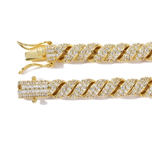 8mm vergoldetes Hip-Hop-Torsionsarmband mit vollbesetzten Zirkon-Steinen im Iced-Out-Stil