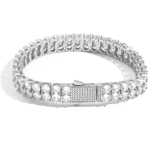 Bracelet tennis 5mm argenté double rangée iced-out avec cristaux de zircone brillants