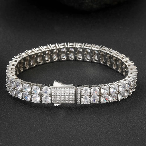 Bracelet tennis double rangée de 5mm avec zircons et fermoir à boîte sécurisé