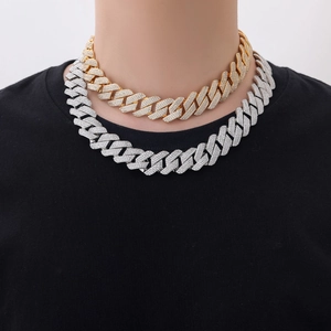 925 silver 20mm triple-row moissanite cuban link chain necklaces in gold and silver