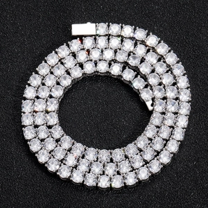 Collana tennis classica in argento sterling 925 con pietre di moissanite su nero