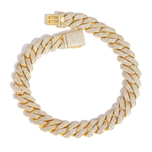 20mm gold-tone hip hop cuban link chain necklace with full zircon pavé and letter E clasp