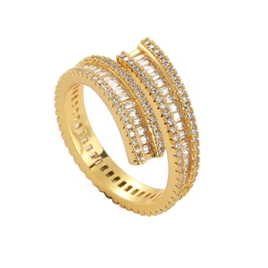 Anillo Ajustable de Cobre Hip Hop para Hombre Geométrico Baguette Circonia Incrustado Oro Plata Plateado Joyas de Moda